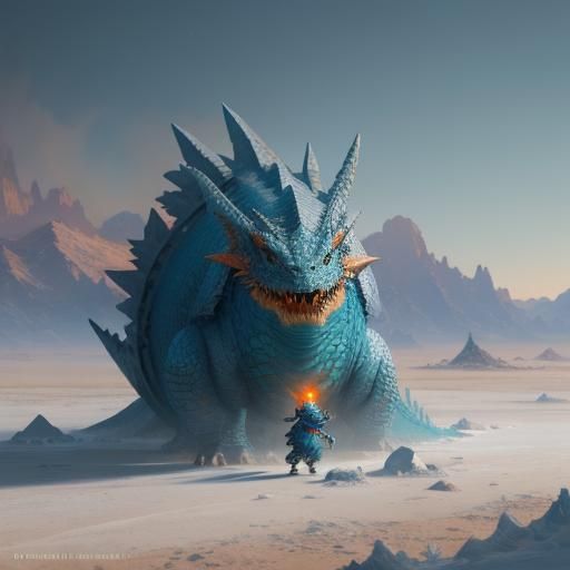 Winter Dragon in a Desert Landscape