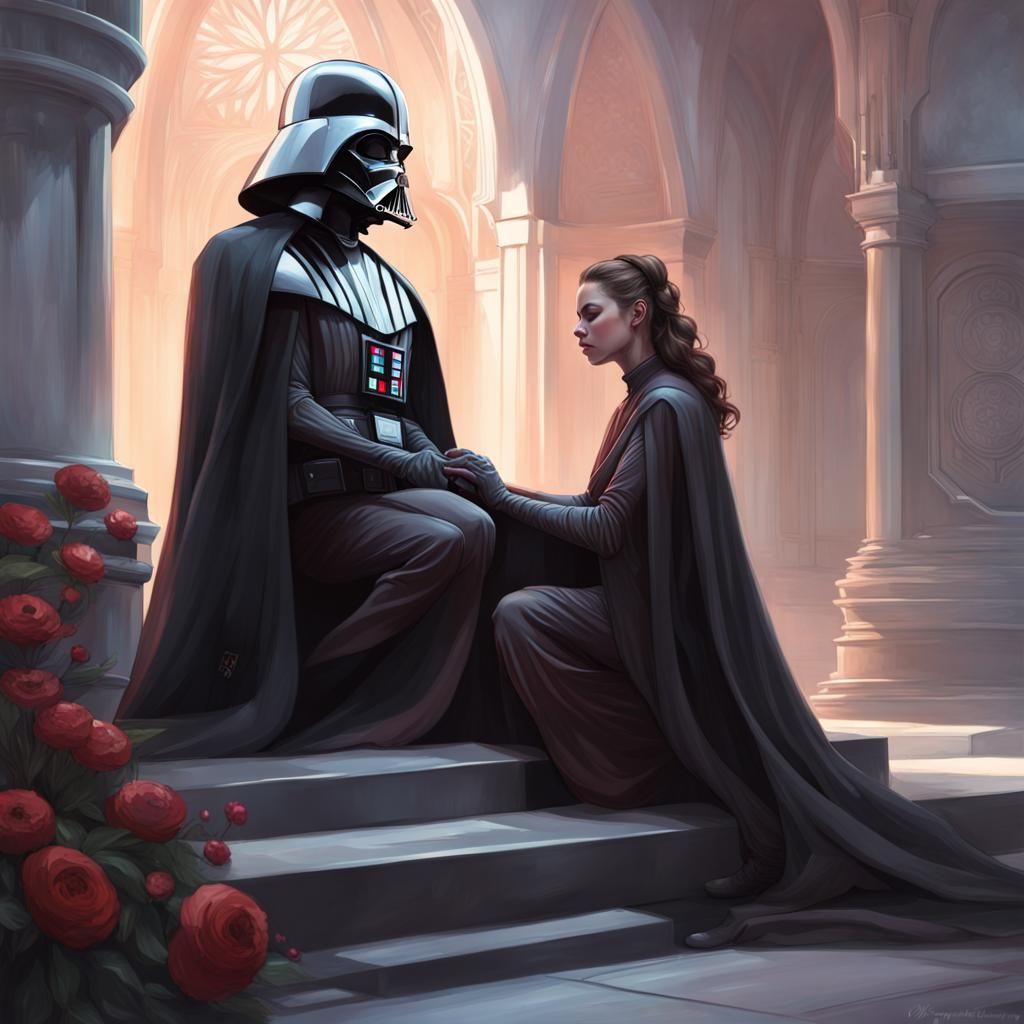 Darth Vader Mourns at Padmé's Grave: 8K Portrait