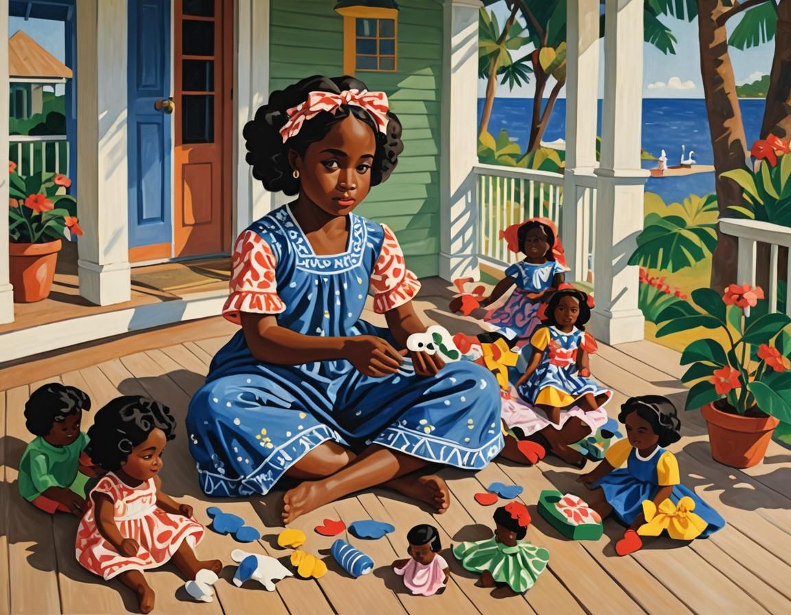 Girl with Dolls in Matisse Style