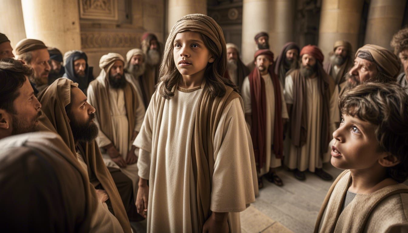 Jesus Christ Speaking to Pharisees in Jerusalem Temple