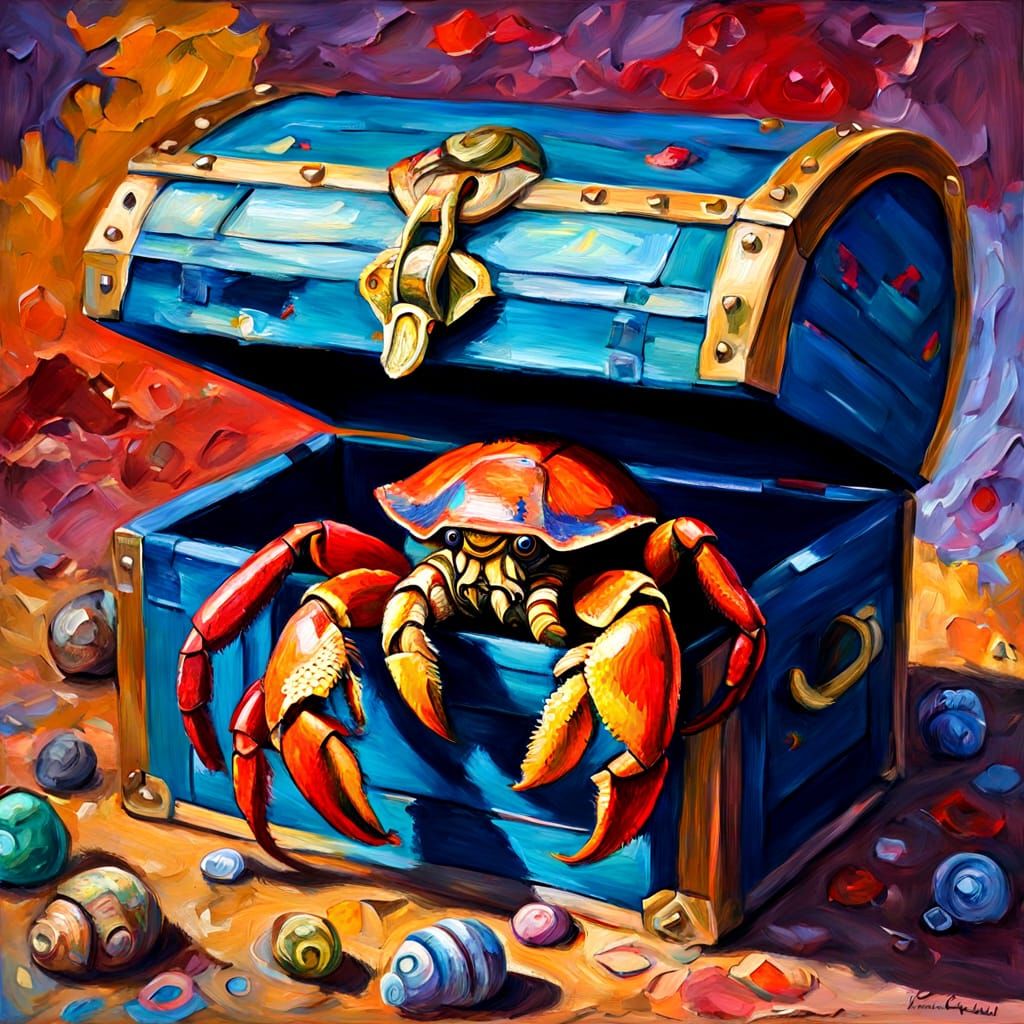 Pirate Hermit Crab Opening Treasure Chest