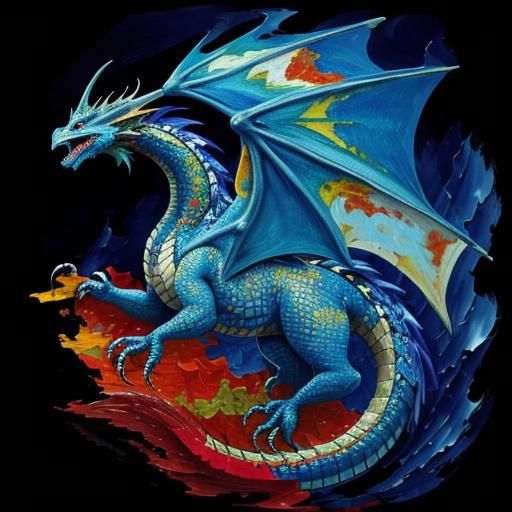 Mosaic Dragon in Neo-Impressionist Style