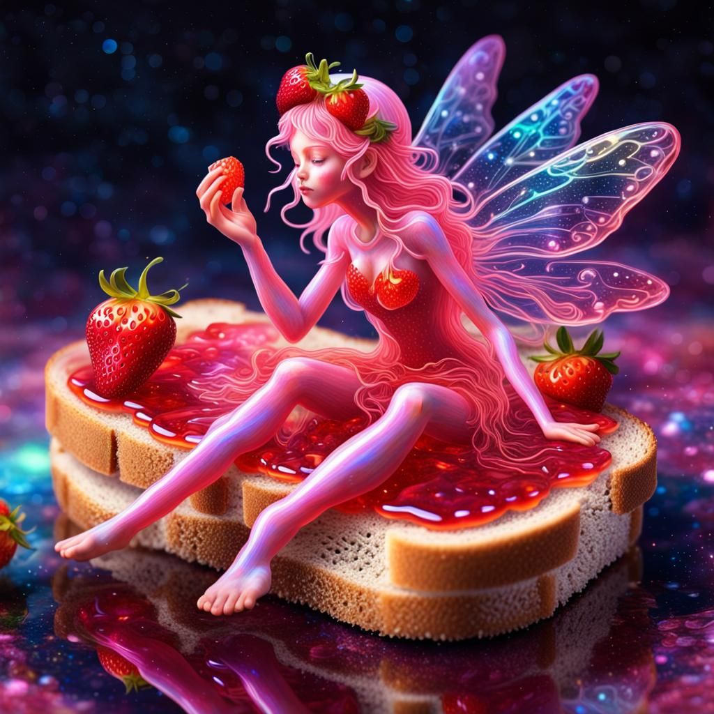 Strawberry Jelly Fairy Dances: Holographic Astral Illustrati...