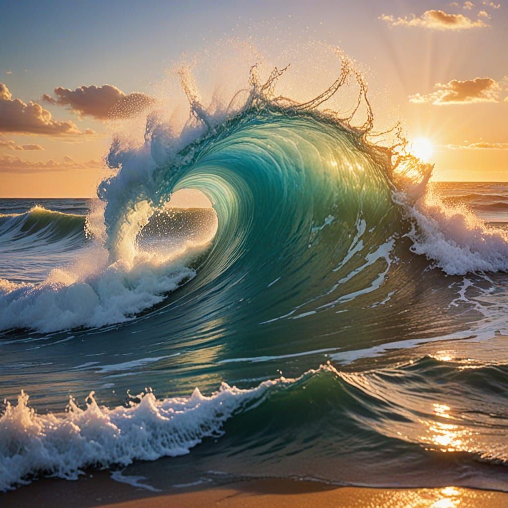 Vibrant Energy Wave Symbolizing Love in Golden Hour