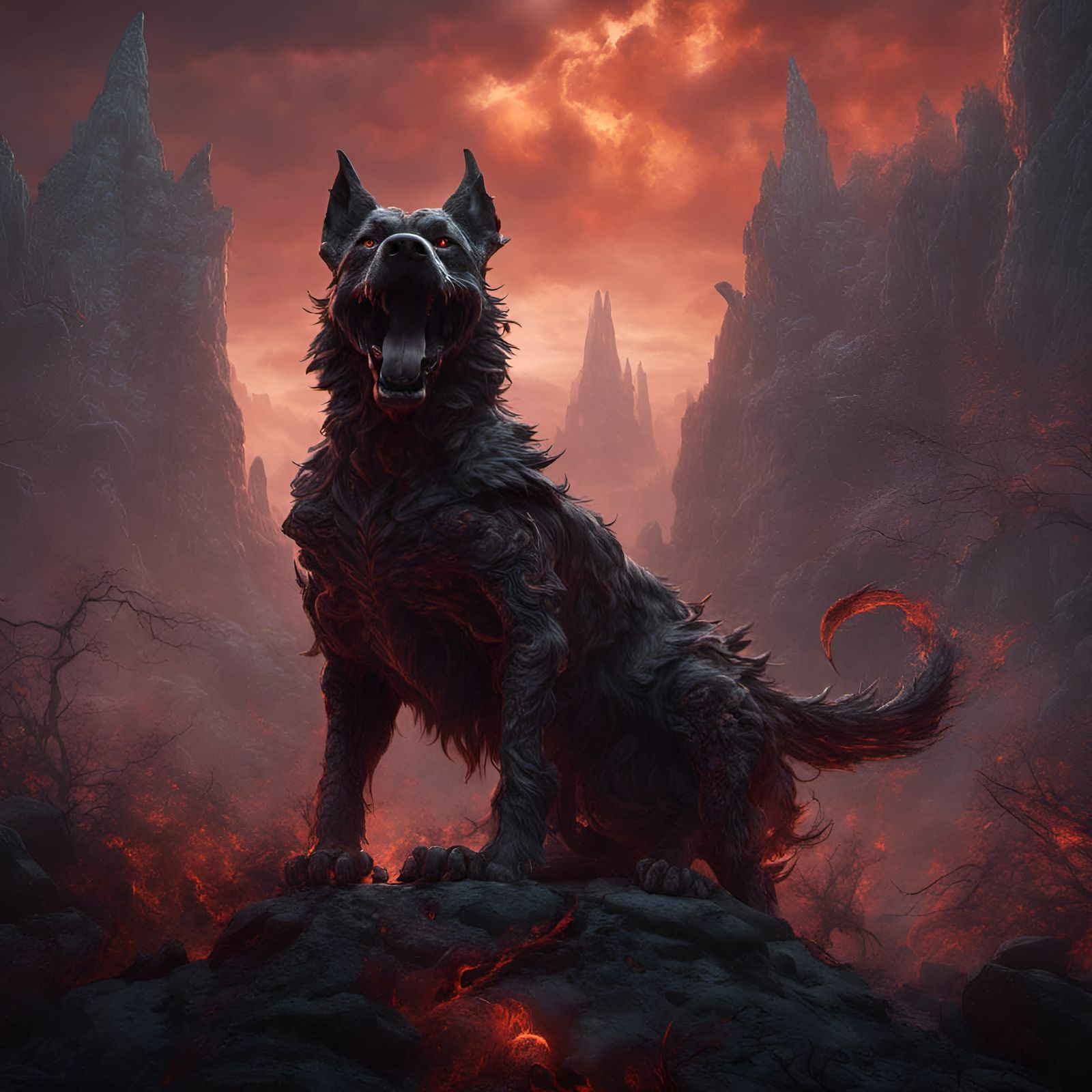 Detailed Hell Hound Matte Painting