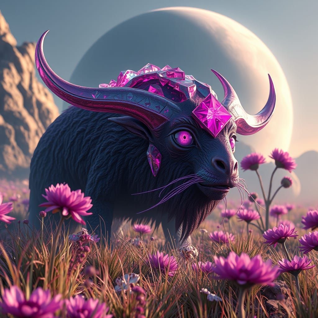 Crystalline Fox in Violet Alien World