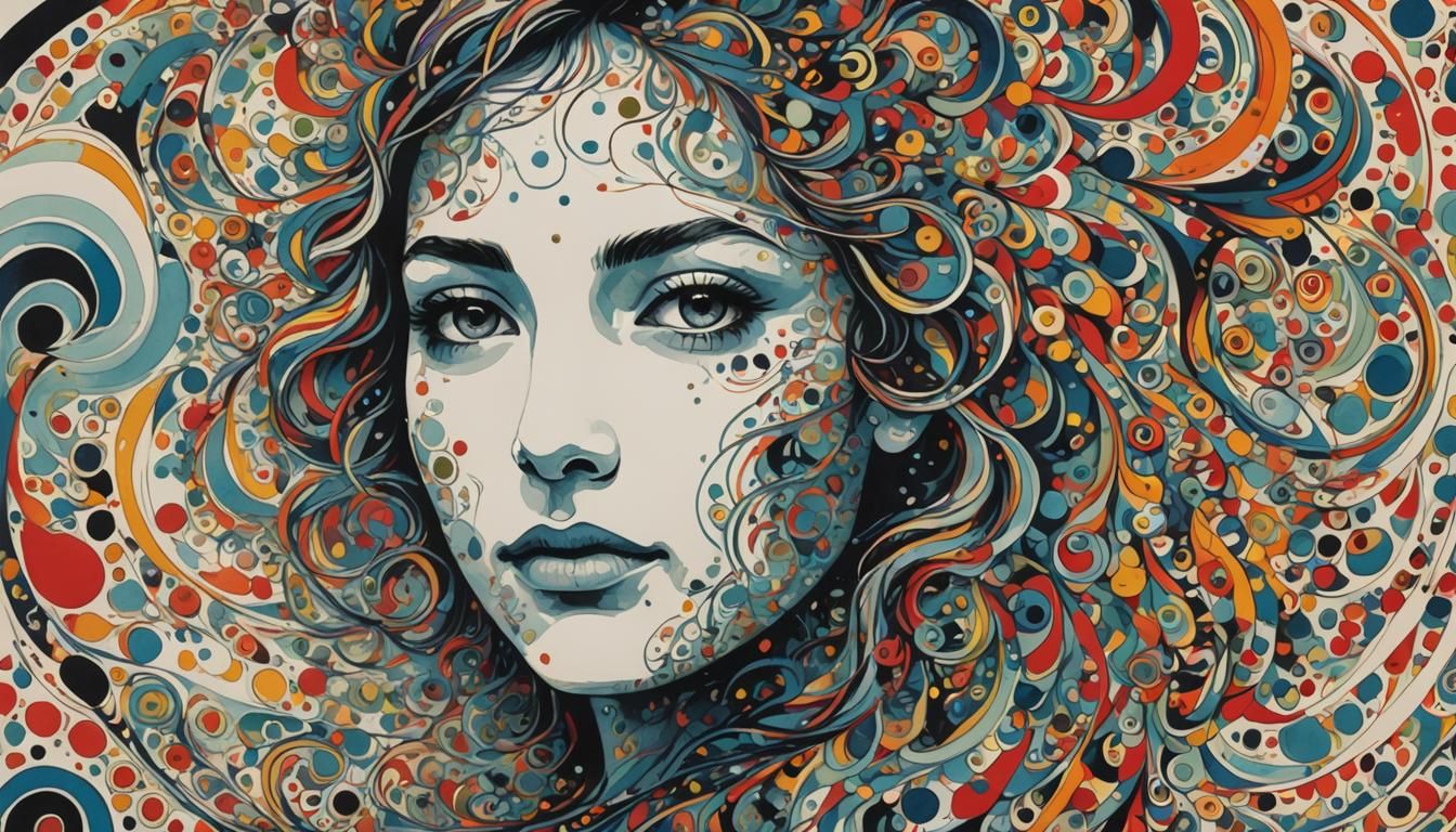 Minimalist Ink Poster: Face in Swirling Patterns