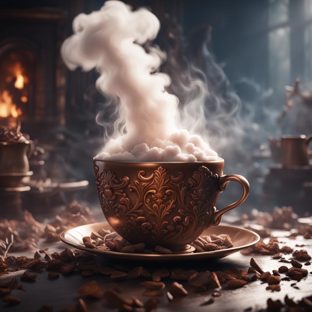 Hot Cocoa Steaming Cloud: Digital Matte Painting