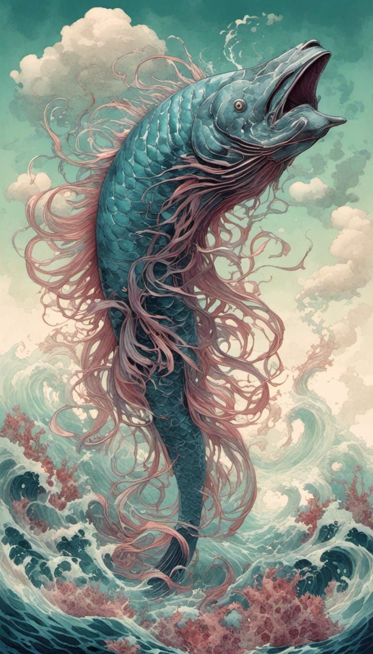 Surreal Leviathan Emerges from Deep Azure Waters