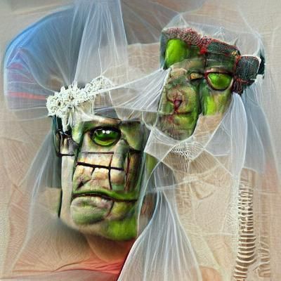 Ethereal Spectral Bride in Gothic Horror Style