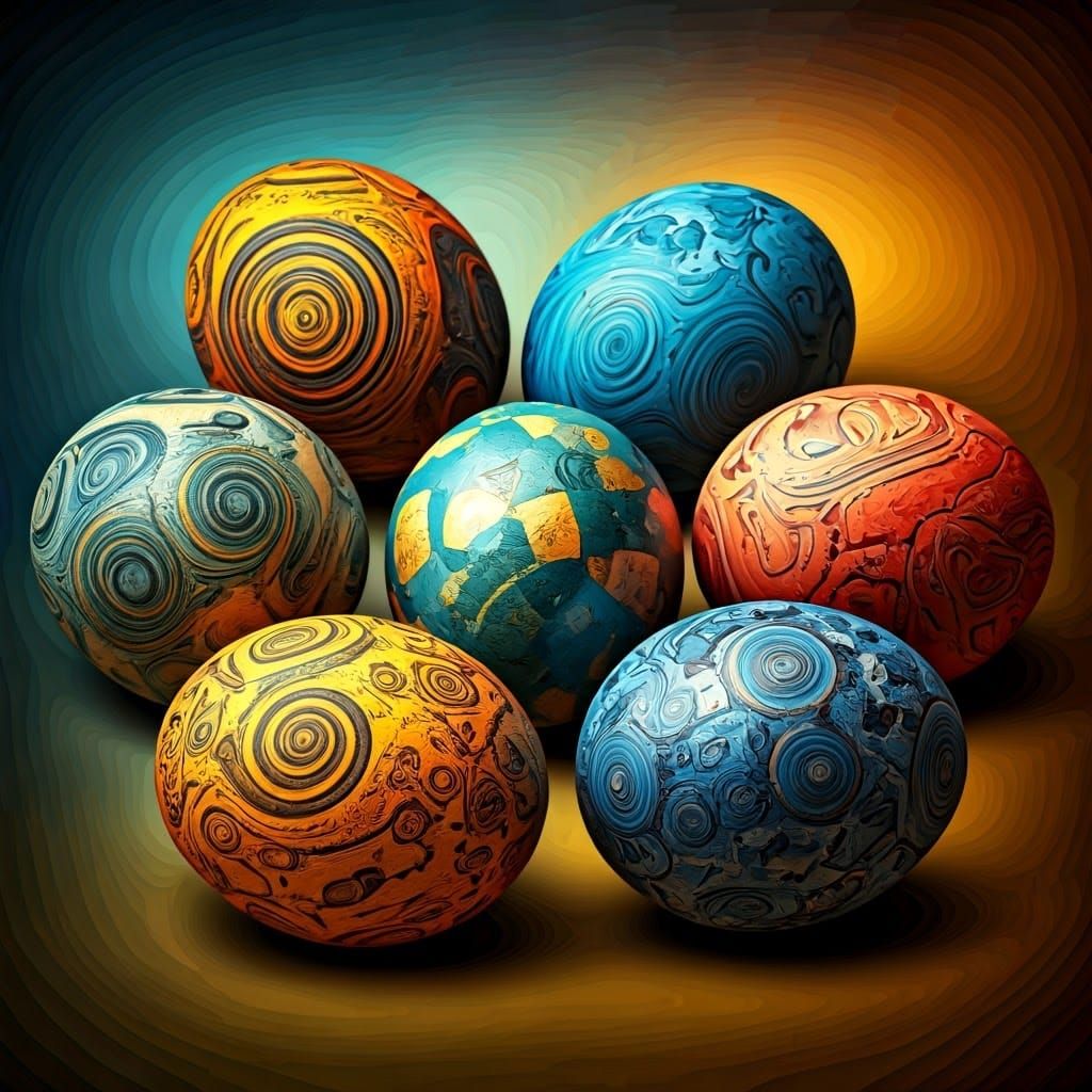 Vibrant Abstract Egg Collection in Dreamlike Surrealist Styl...