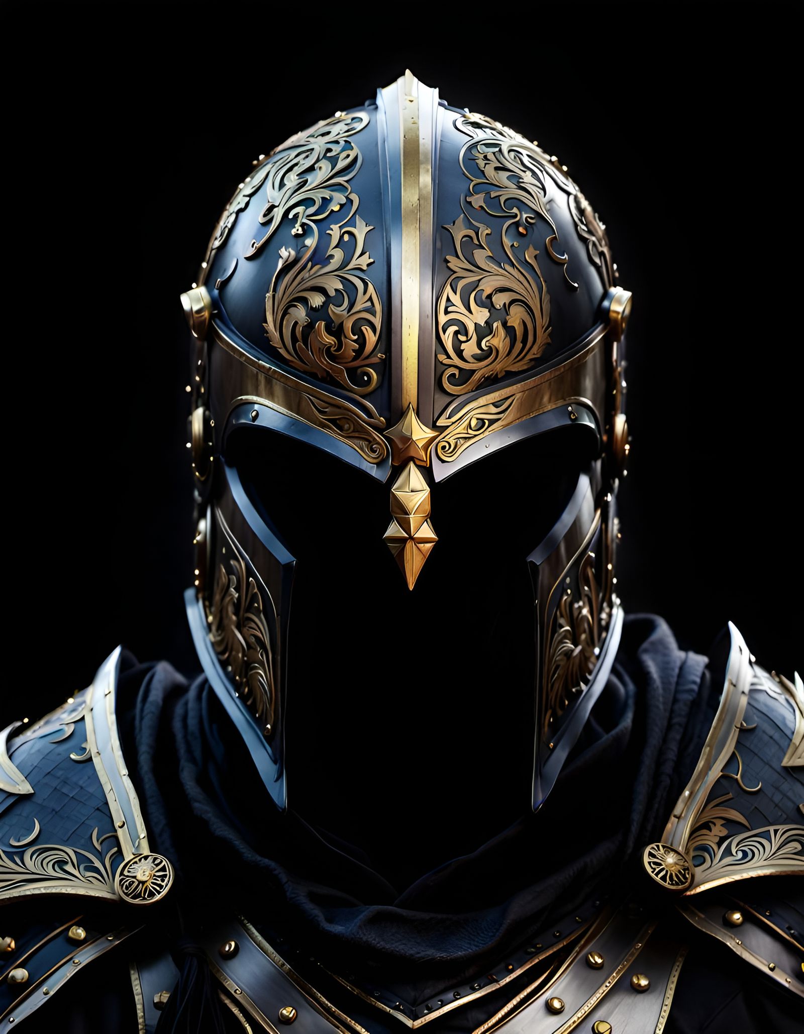 Ornate Warrior Helmet in Dark Fantasy Style