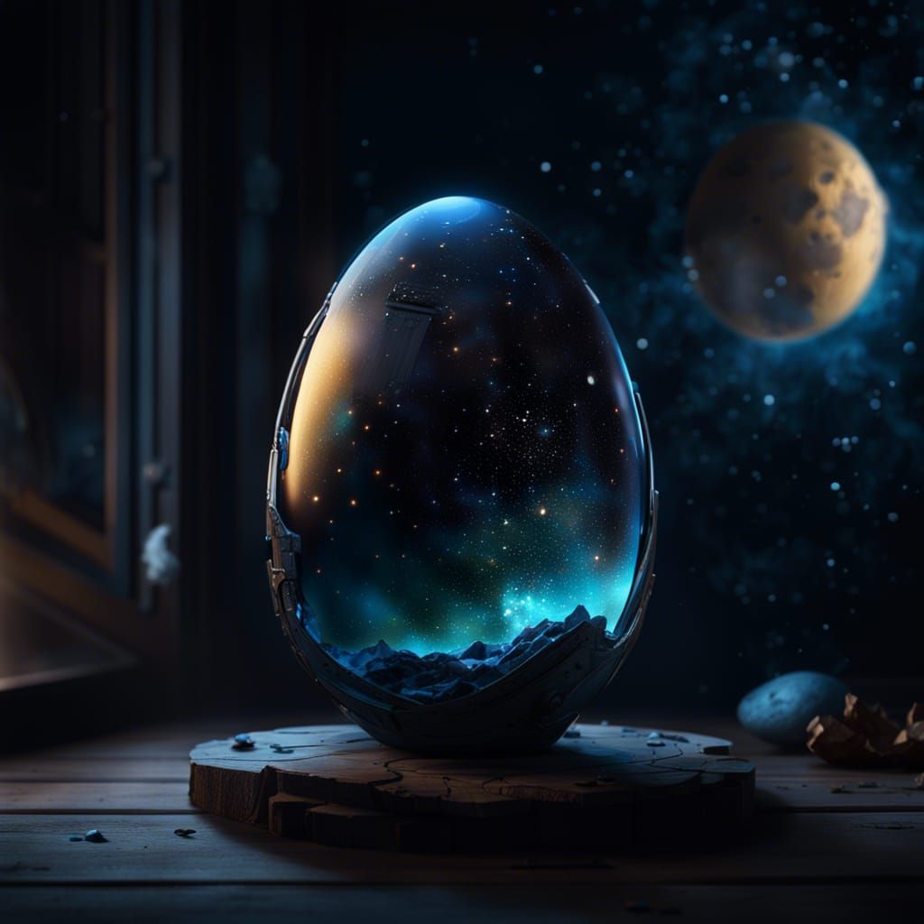 Milky Way Galaxy Trapped in Glass Egg