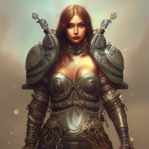 Feminine Fighter in Chain Armour: Digital Portrait
