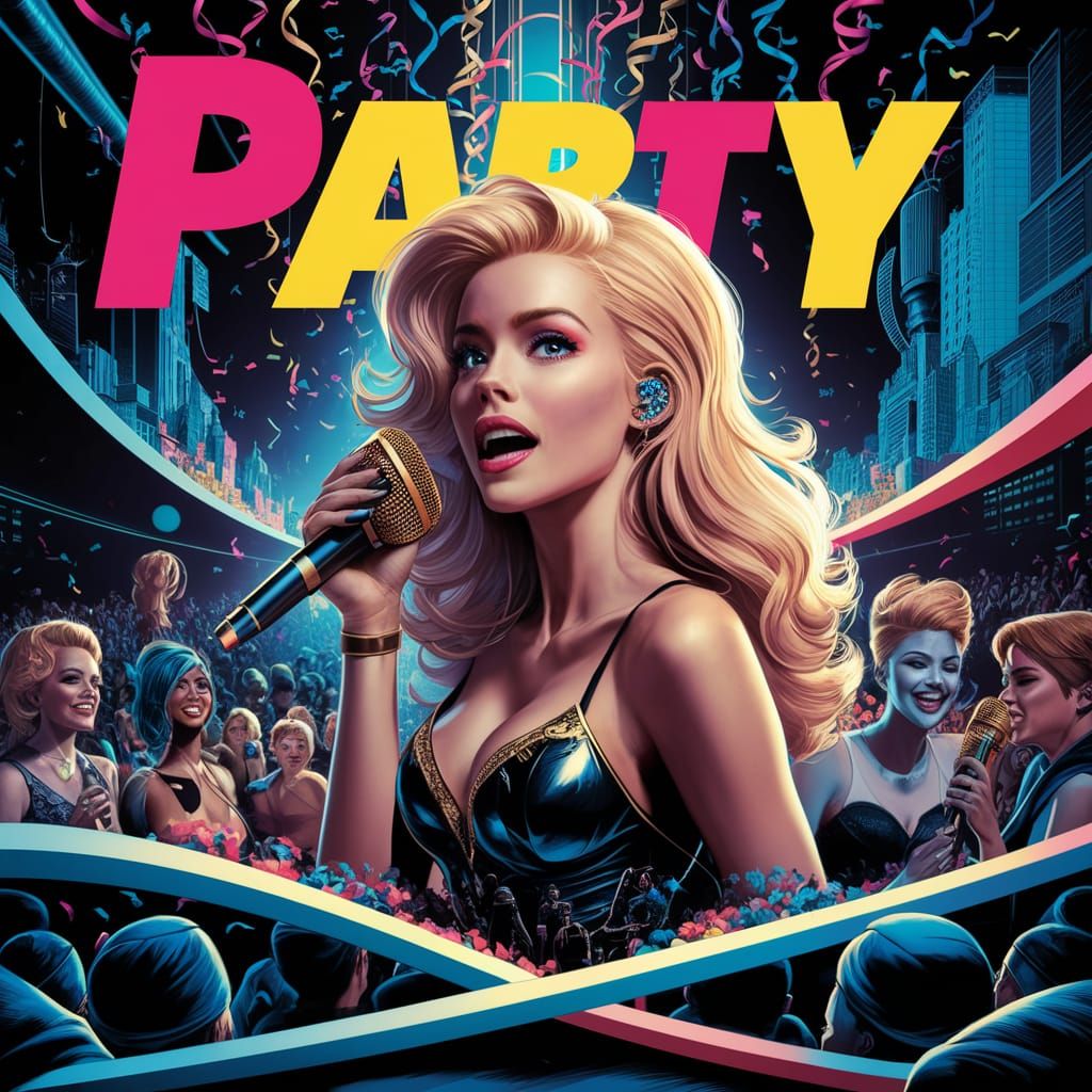 Comic Book Cover of Singer on Stage with Microphone