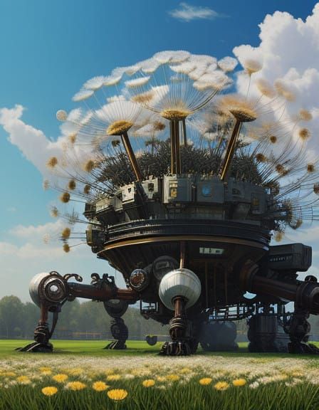 a huge mechanical dandelion