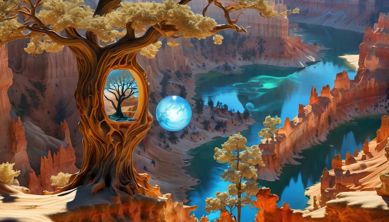 Surreal Alien in Bryce Canyon Fractal Landscape