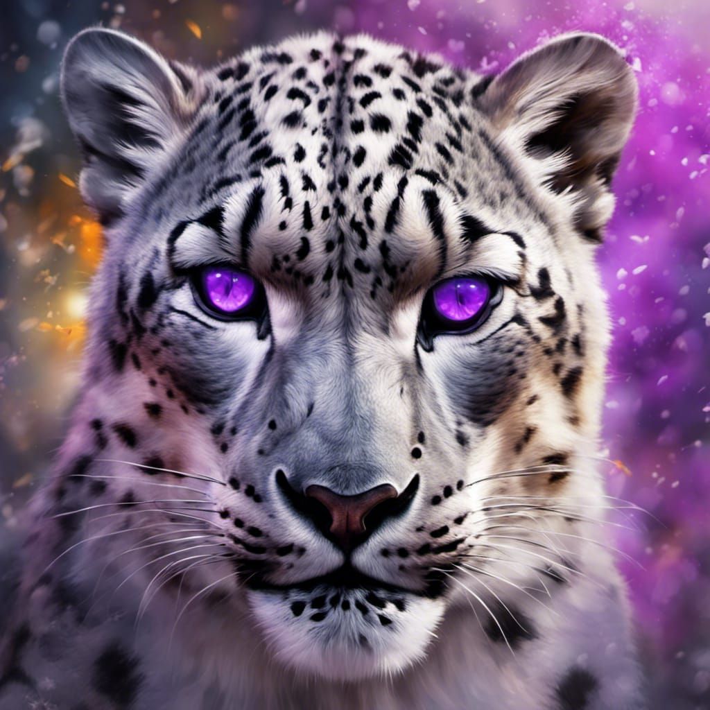 snow leopard purple eyes