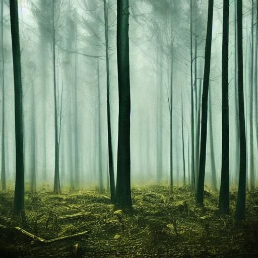 Expressionist Figure in Atmospheric Forest Painting