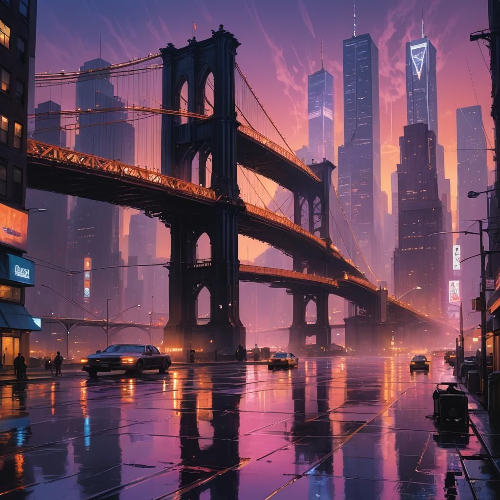 Glowing New York Cityscape at Dusk