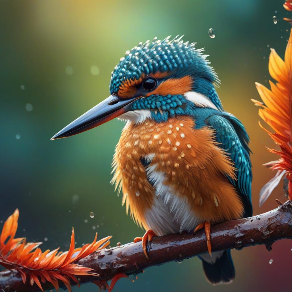 Vibrant Kingfisher Portrait in Iridescent Feathers