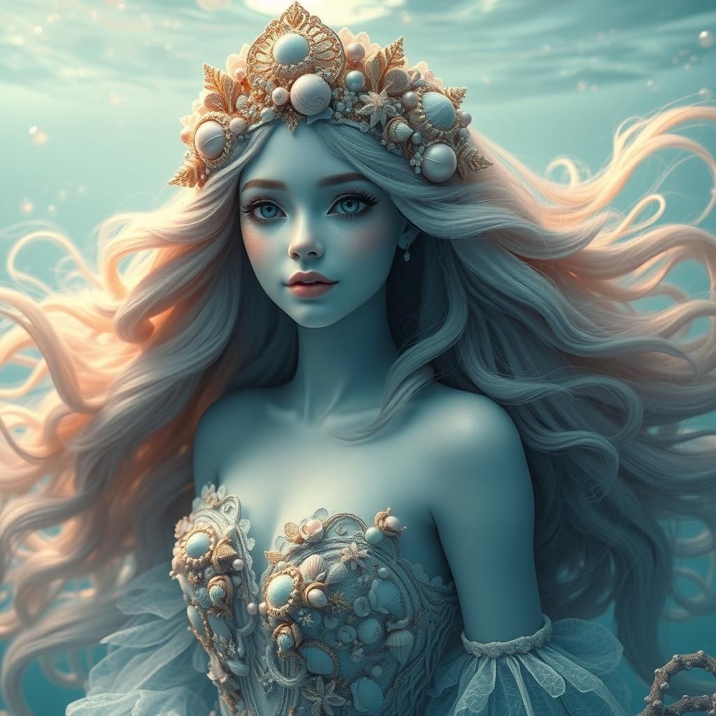 Aquatic Princess in Underwater Kingdom: Fantasy Art