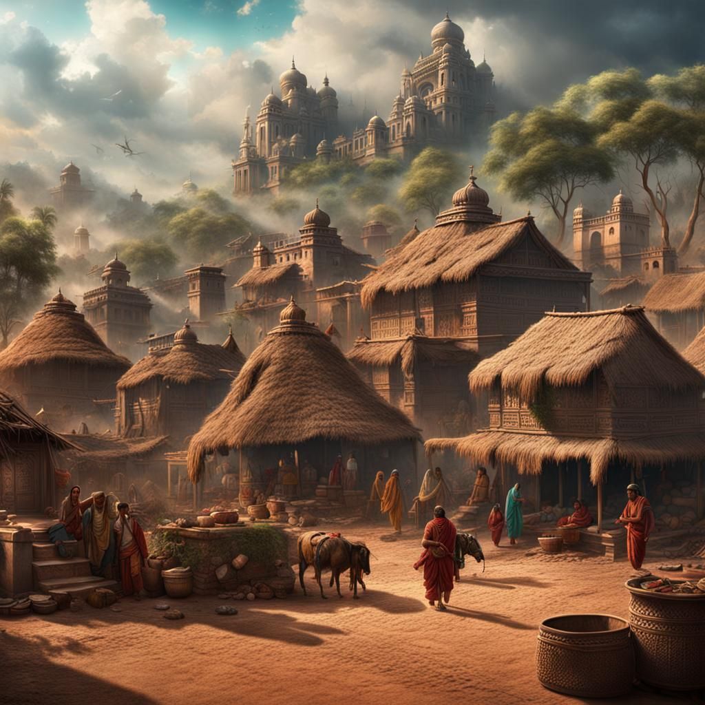 Epic Indian Village Scene: Digital Matte Painting