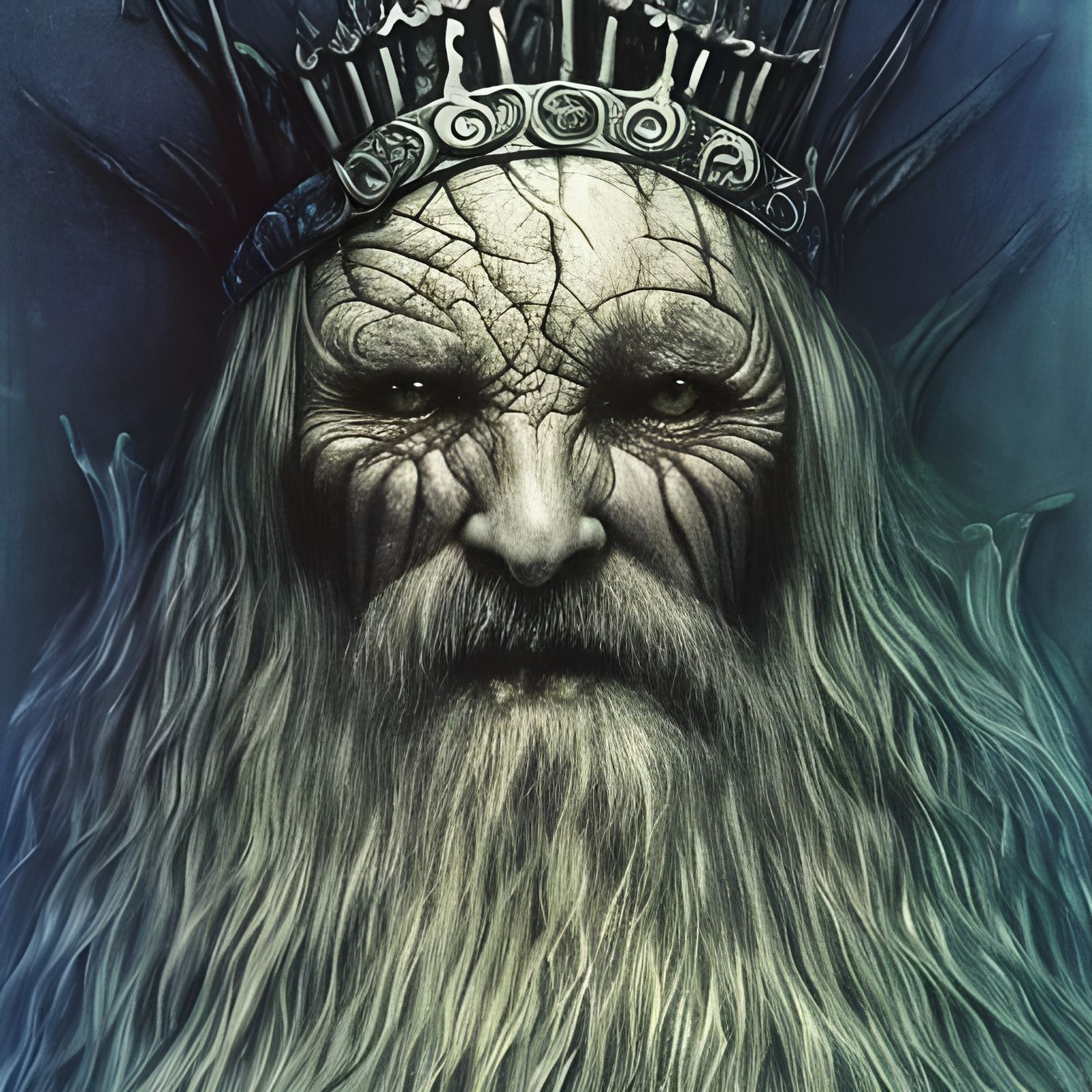 Mystical Viking Lich King Portrait in Beksinski Style