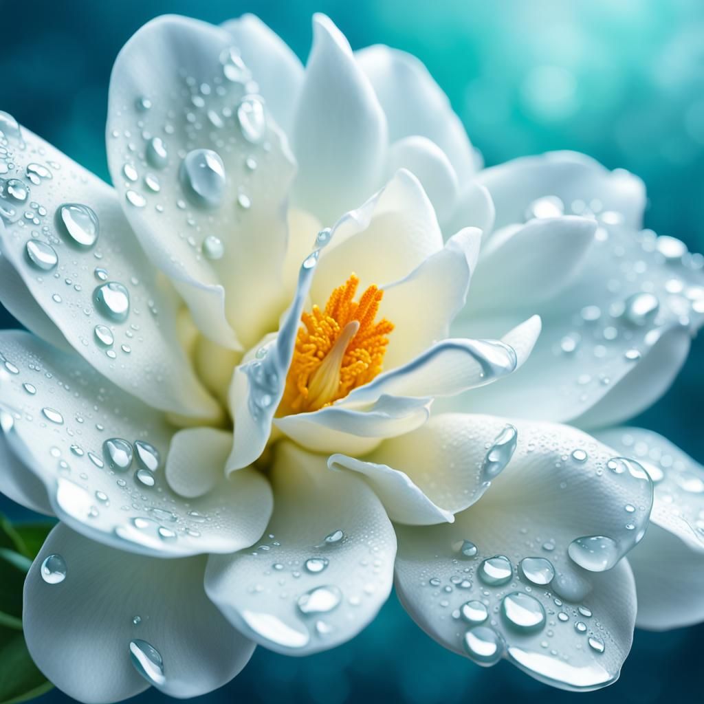 Hyperrealistic Macro Photograph of Gardenia Stamen