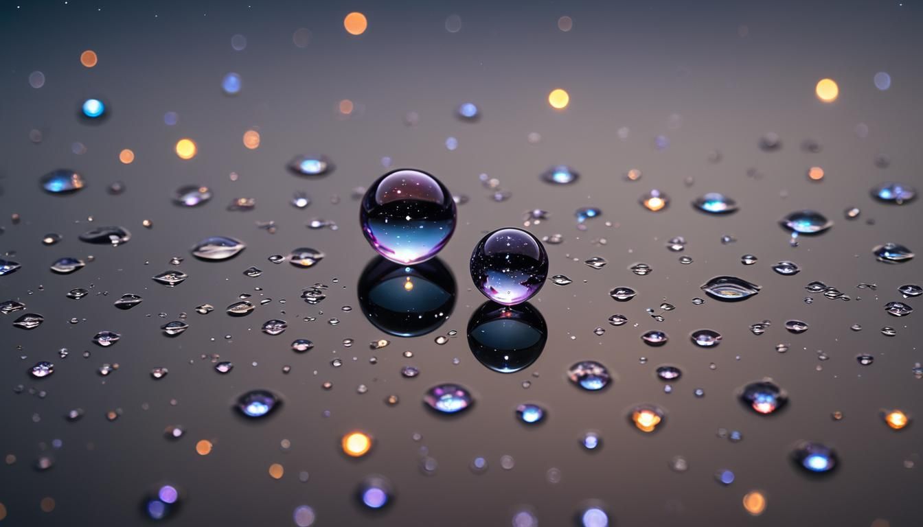 Cosmic Water Droplet Reflecting Stars: Macro Photography