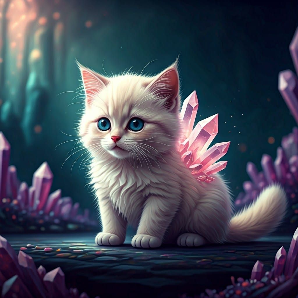 Crystals Grow on Kitten in Mystical Realm
