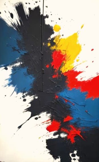 Bold Abstract Expressionist Painting with Intense Movement