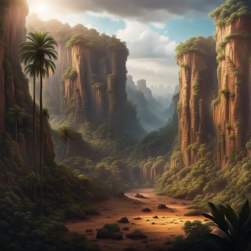 Epic Desert Cliffs Meet Rainforest Landscape