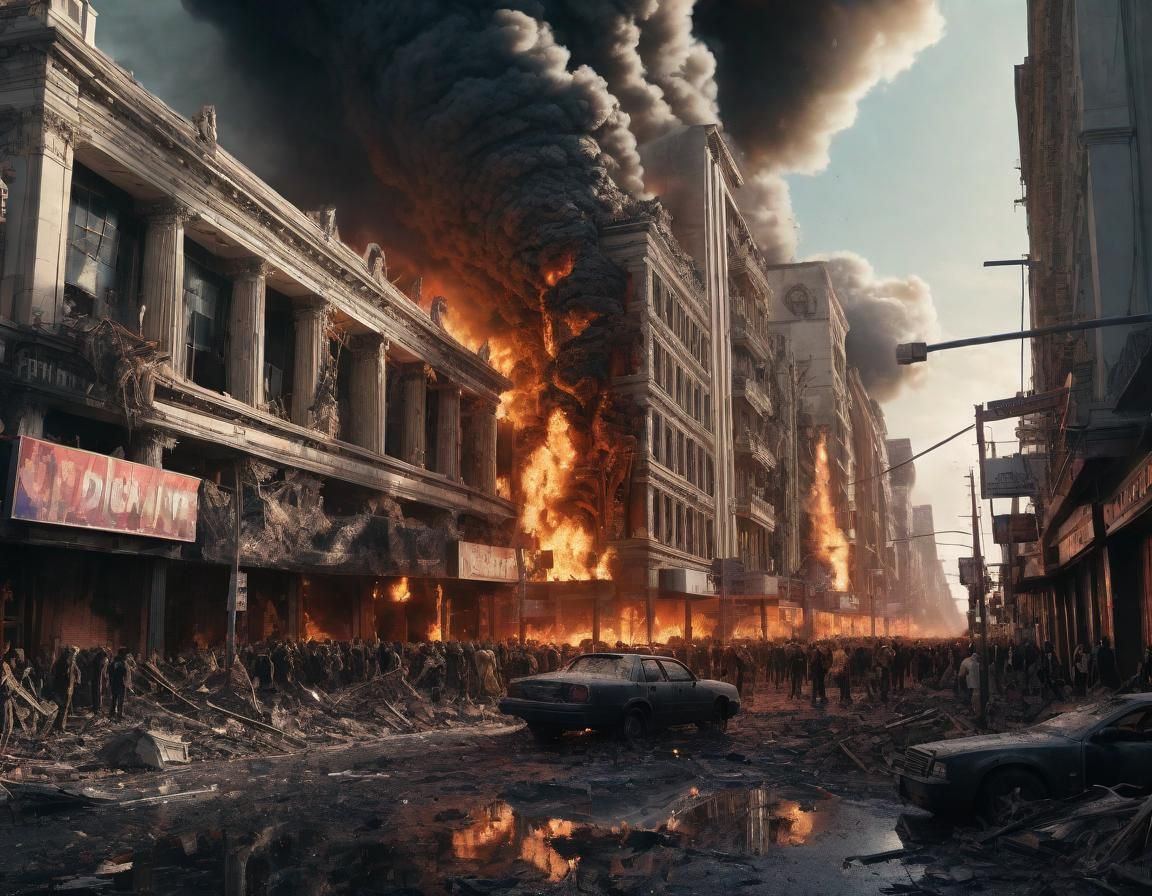 Dramatic Digital Painting of Societal Collapse