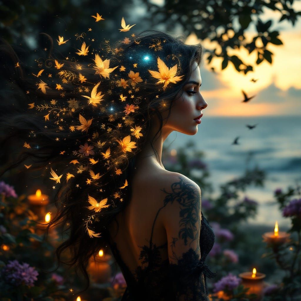 Mystical Goddess in a Dreamlike Garden