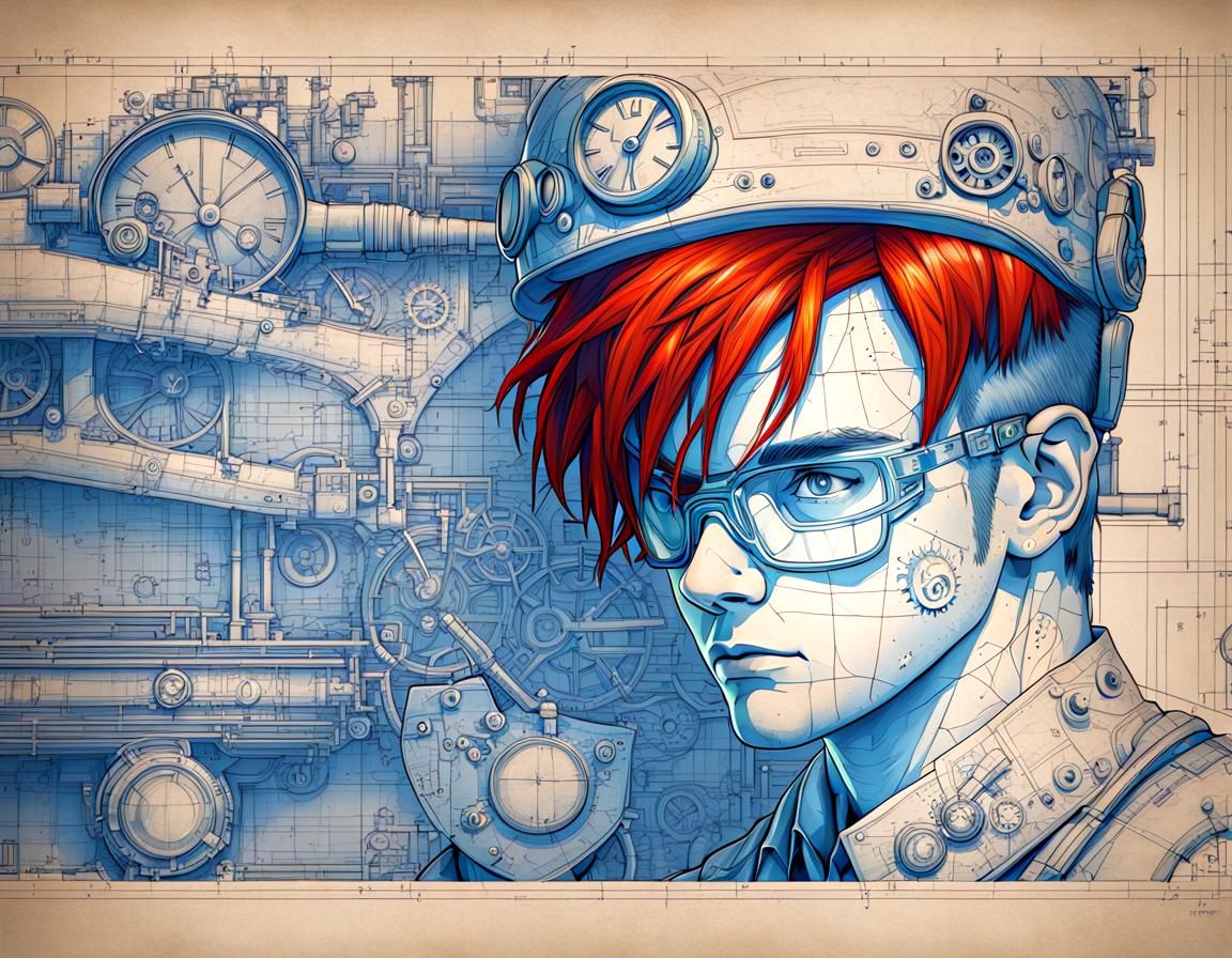 Steampunk Boy Reflection in Goggles