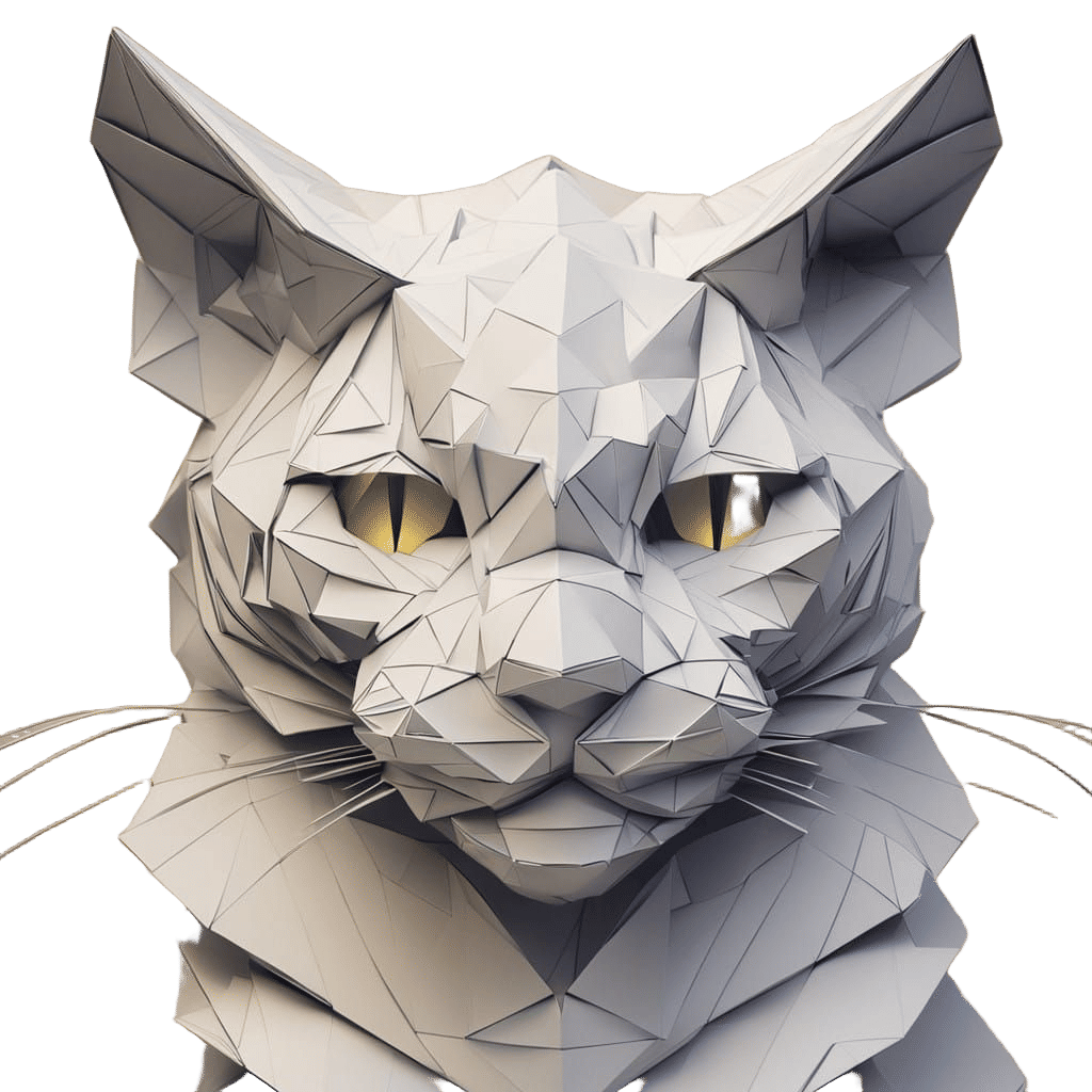 Hyperrealistic Origami Cat with Intricate Details