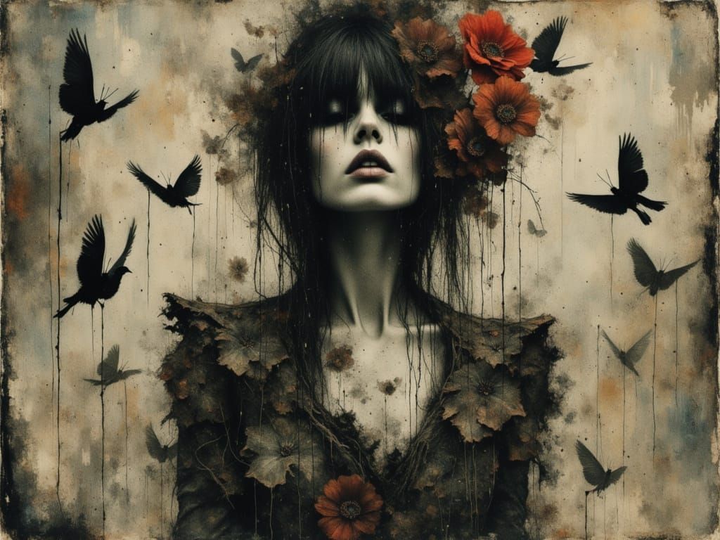 Surreal Female Figure in Chaotic Dreamcore Style