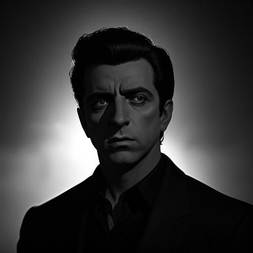 Noir Film Still of Frankie Valli in Alleyway