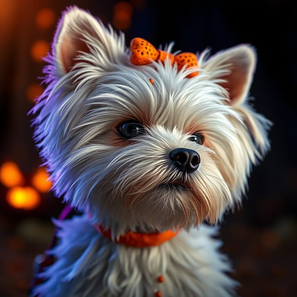 Yorkie Dog Trick or Treating: Digital Illustration