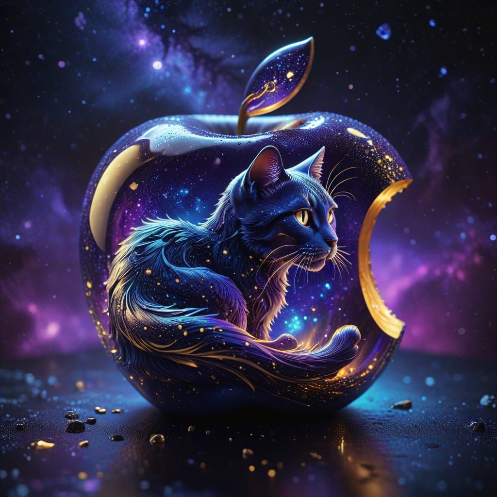 an apple shaped like a cat