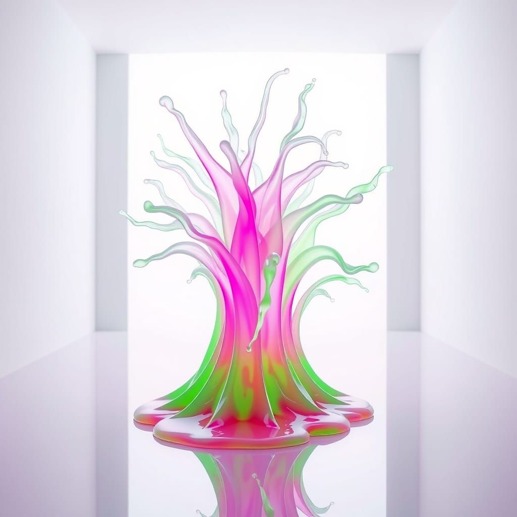 Exploding Neon Green Jello Mold in Futuristic Style