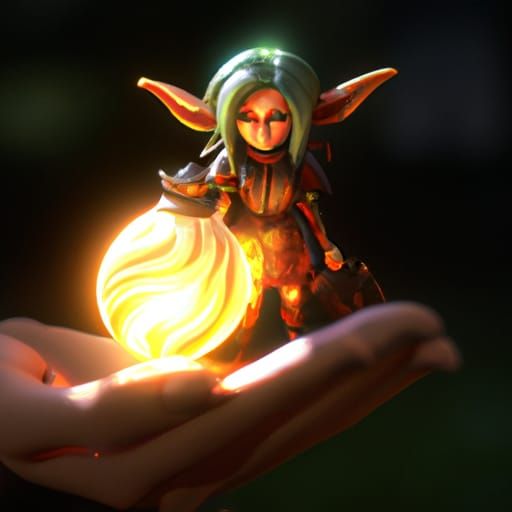 Gnome Warrior with Fireball, Dark Fantasy Art