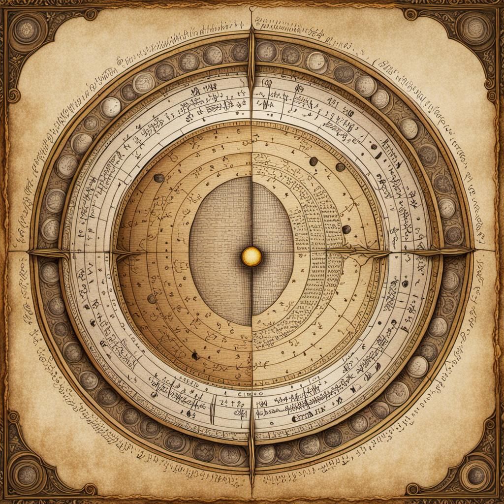 Da Vinci-Inspired Moon Cycle on Antique Parchment