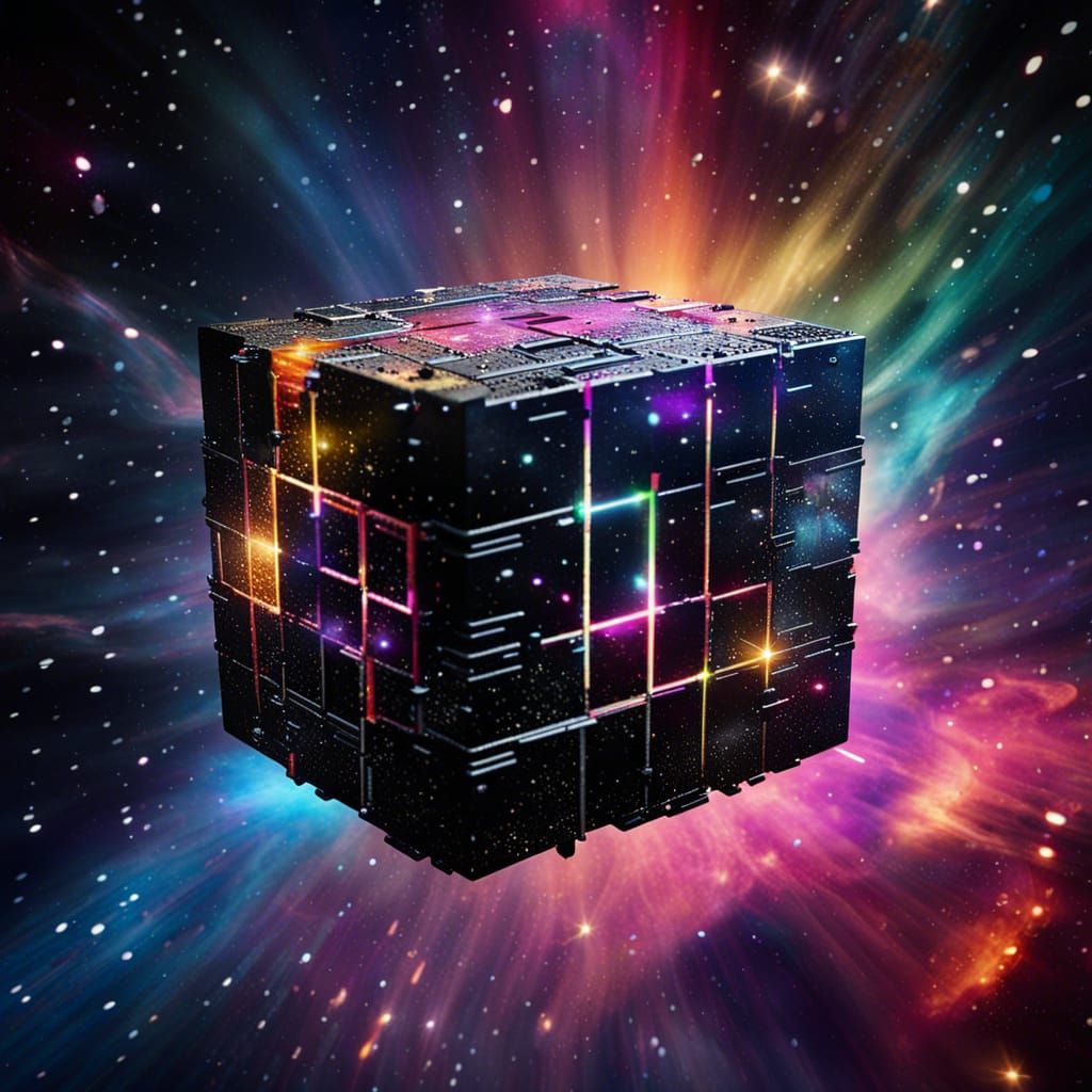 Borg Cube Soaring Through Galaxy in Star Trek Style