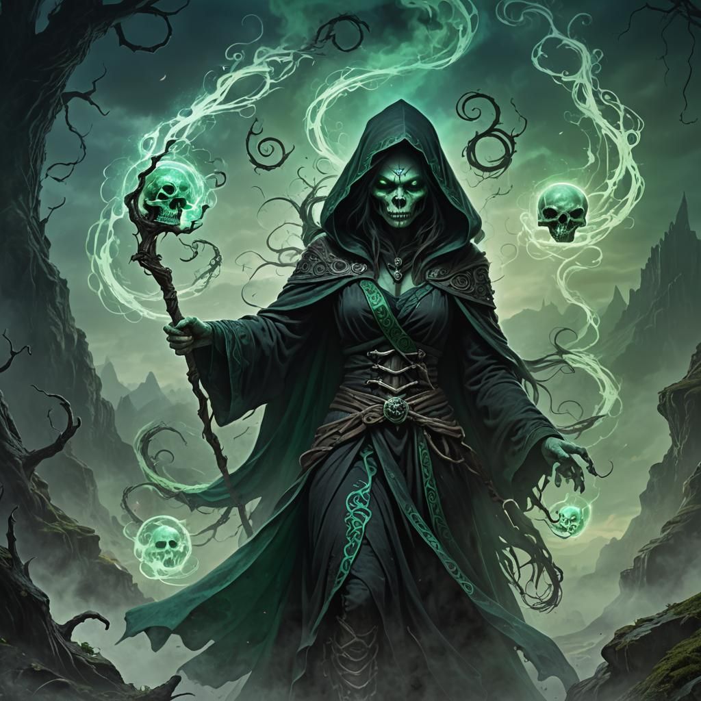 Mystical Troll Necromancer in Dark Fantasy Style