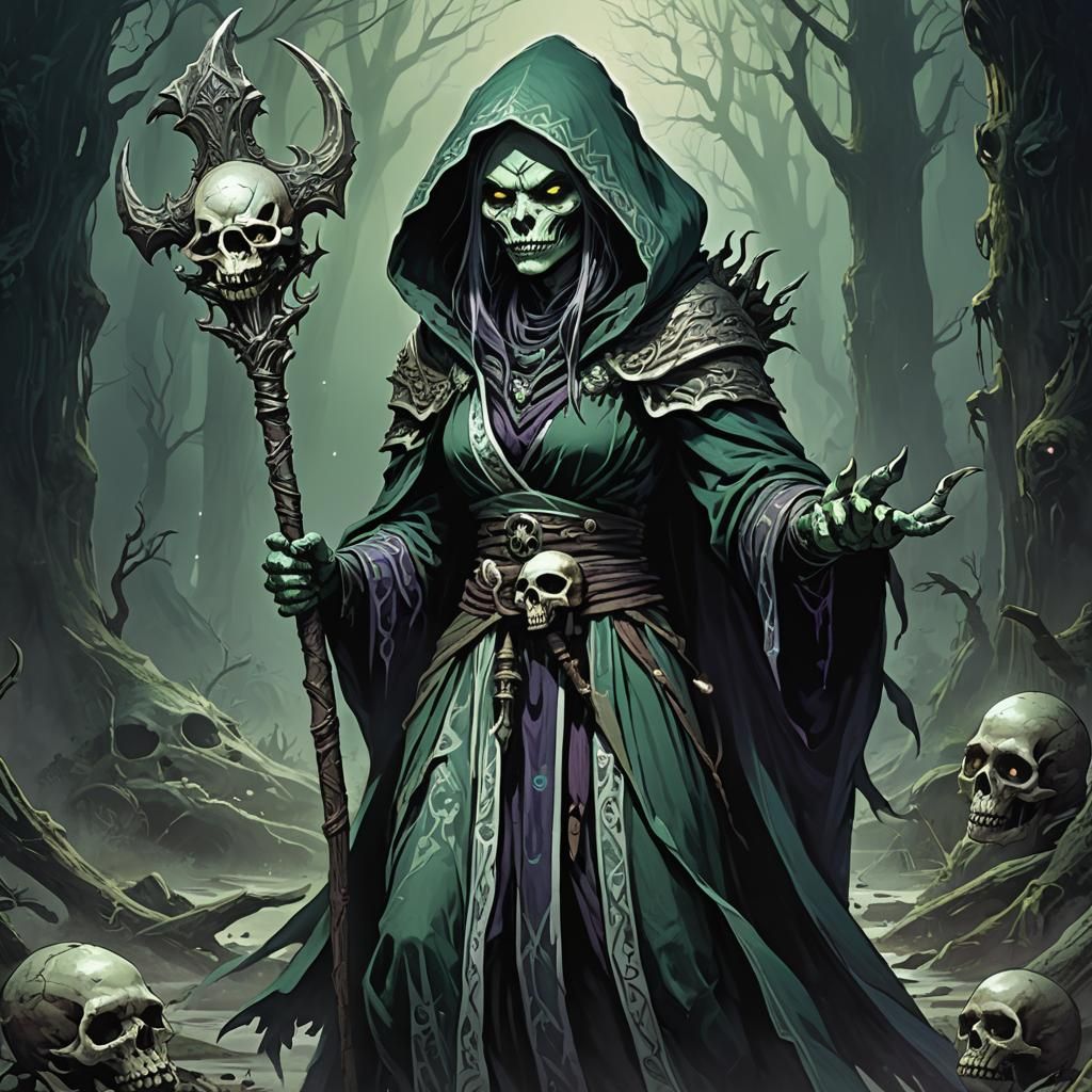 Necromancer Troll Woman in Dark Fantasy Art