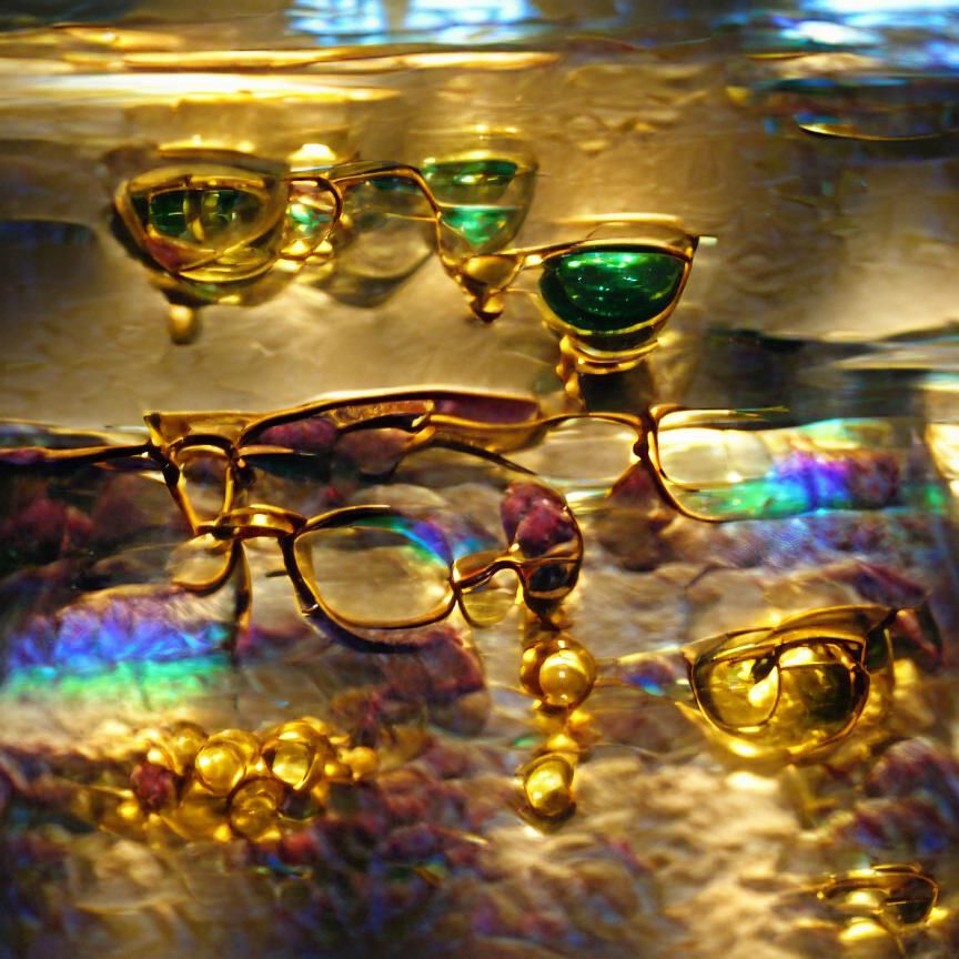 Gems and Gold Reflections in Crystal Glasses
