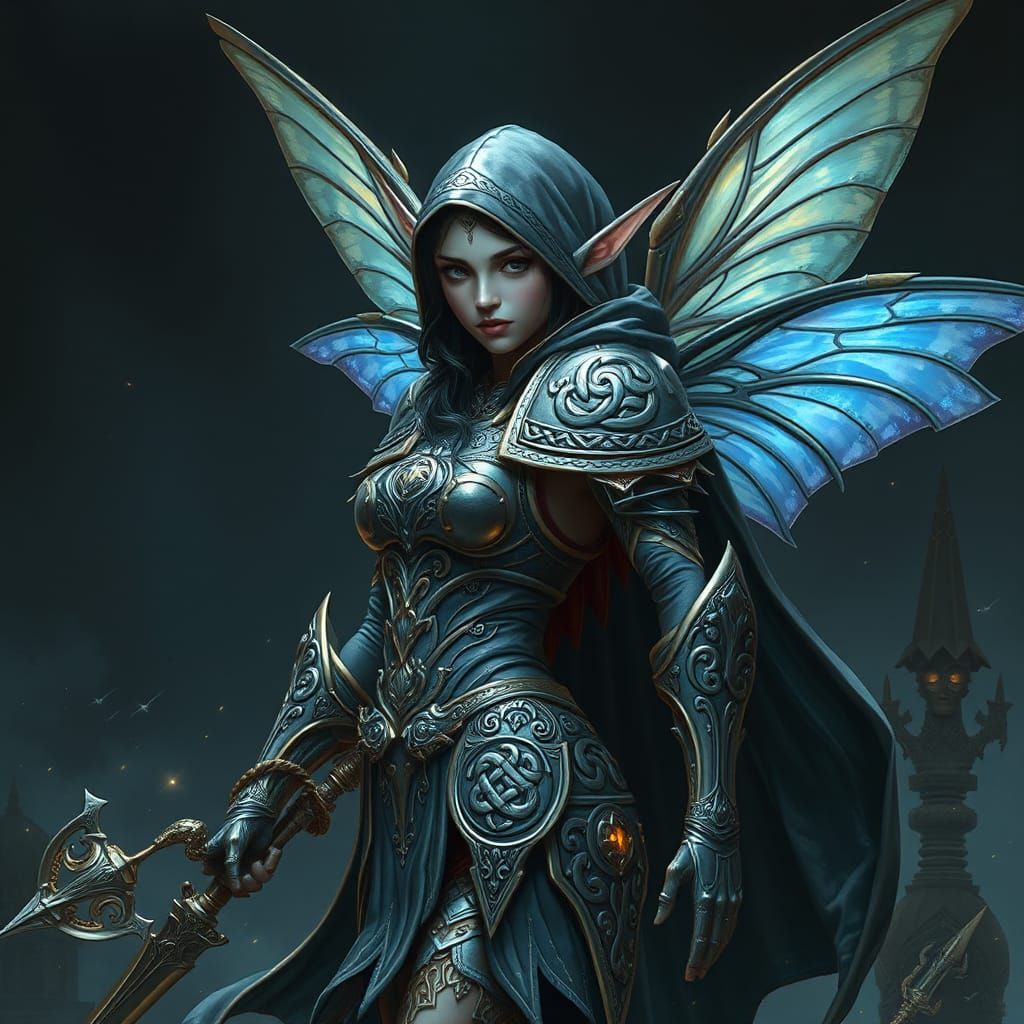 Elf Warrioress with Celtic Armor, in Surreal Style