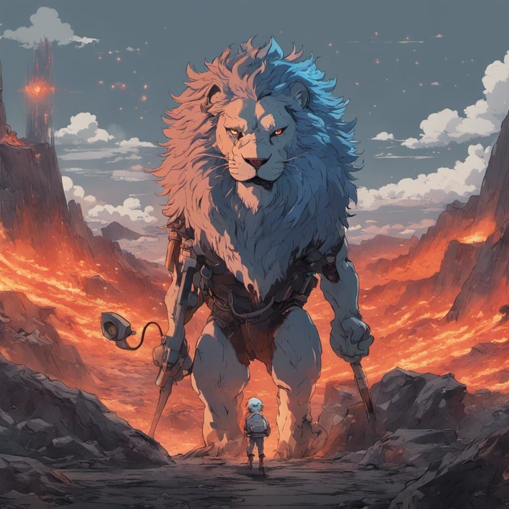 Lion-like Alien Creature in Studio Ghibli Style
